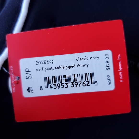 NEW SPANX The Perfect Pant Ankle Piped Skinny in Classic Navy Size Small Petite - Picture 10 of 11